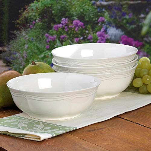 Mikasa French Countryside Cereal Bowl, 7-Inch, Set of 4 , White - F9000-421, 30 ounces