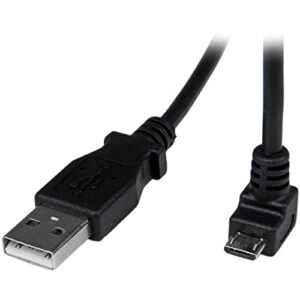 startech.com 2m cord - a to down angle micro b - down angled micro usb cable - 1x usb a (m), 1x usb micro b (m) - black (usbaub2md), 2m / 6 feet