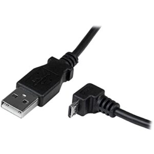 StarTech.com 2m Cord - A to Down Angle Micro B - Down Angled Micro USB Cable - 1x USB A (M), 1x USB Micro B (M) - Black (USBAUB2MD), 2m / 6 Feet