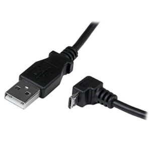 StarTech.com 2m Cord - A to Down Angle Micro B - Down Angled Micro USB Cable - 1x USB A (M), 1x USB Micro B (M) - Black (USBAUB2MD), 2m / 6 Feet
