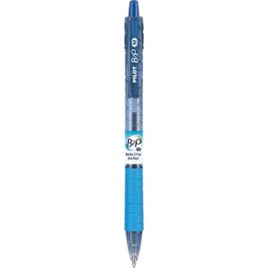 pilot® b2p "bottle to pen" retractable ballpoint pens, medium point, 1.0 mm, 86% recycled, translucent blue barrels, blue ink, pack of 12