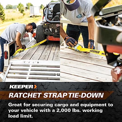 Keeper – 2” x 8’ Heavy Duty Auto Tie-Down with Snap Hooks - 2,000 lbs. Working Load Limit and 6,000 lbs. Break Strength