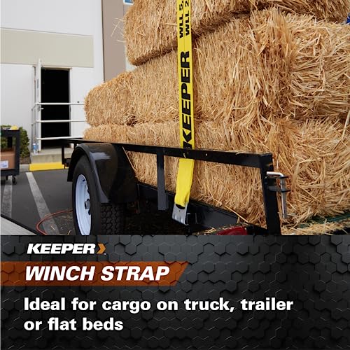 Keeper - 4" x 40’ Winch Strap With Flat Hook - 5,000 lbs. Working Load Limit And 15,000 lbs. Break Strength