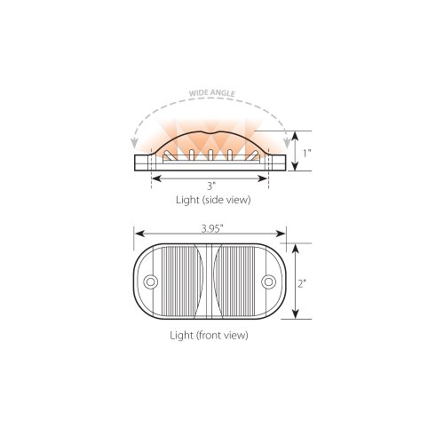 GG Grand General 76250 Rectangular Amber/Amber Wide Angle 14 LED Marker Light