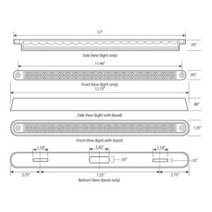 Grand General 76290 Amber 12" 19-LED Sealed Light Bar with Chrome Base and 3 Wires for Dual Function