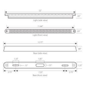 Grand General 76290 Amber 12" 19-LED Sealed Light Bar with Chrome Base and 3 Wires for Dual Function