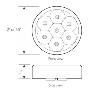 GG Grand General 76541 Amber 2" Low Profile Pearl 7-LED Marker and Clearance Sealed Light with Clear Lens, Amber/Clear