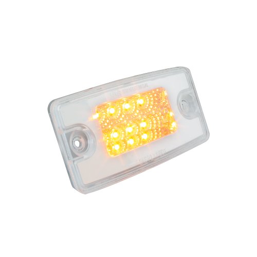 GG Grand General 76321 Amber Rectangular Spyder 8-LED Visor/Cab Marker Sealed Light with Clear Lens for Freightliner Century/Columbia, Amber/Clear