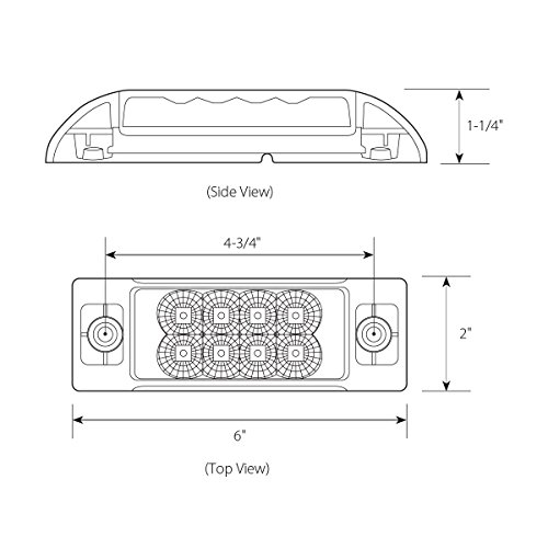 GG Grand General 77661 Amber Rectangular Spyder 8-LED Marker and Clearance Sealed Light with Clear Lens