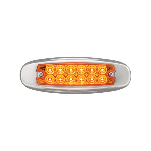 GG Grand General 78565 Amber Rectangular Spyder 12-LED Marker and Clearance Sealed Light with Stainless Steel Rim