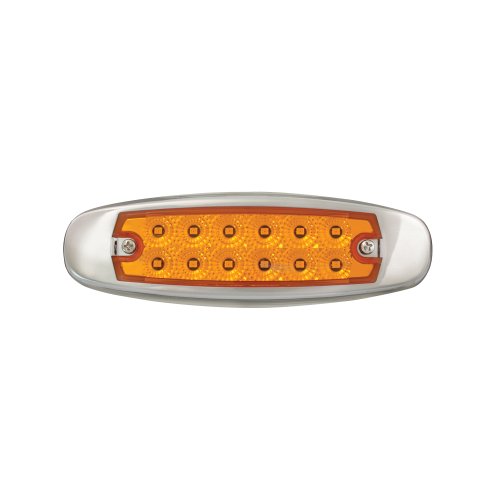 GG Grand General 78565 Amber Rectangular Spyder 12-LED Marker and Clearance Sealed Light with Stainless Steel Rim