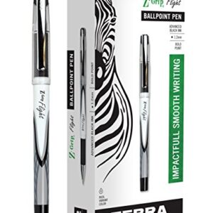 Zebra Pen Z-Grip Flight Stick Ballpoint Pen, Bold Point, 1.2mm, Black Ink, 12-Count