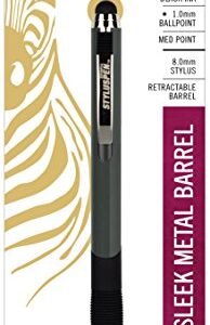 Zebra StylusPen Retractable Ballpoint Pen, Medium Point, 1.0mm, Black Ink, Slate Grey Barrel, 1-Count