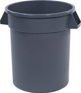 carlisle foodservice products 34102023 bronco polyethylene round trash container, 20-gallon capacity, 20" diameter x 23" height, gray (case of 6)