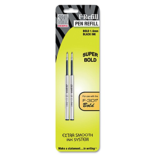 ZEBRA 82712 Refill For F-301, F-301 Ultra, F-402, 301A, Spiral Ballpoint, Black, Bold, 2/Pk