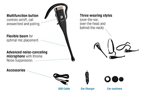 VXi BlueParrott 203320 Xpressway II Convertible 93 Percent Noise Canceling Bluetooth Headset