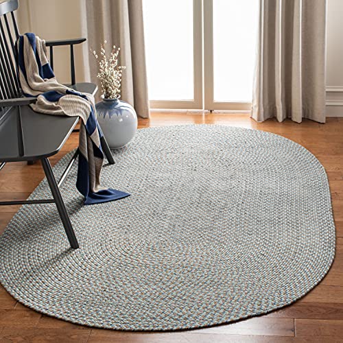 SAFAVIEH Braided Collection 4' x 6' Oval Multi BRD170A Handmade Country Cottage Reversible Cotton Area Rug