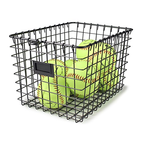 Spectrum Wire Small Basket with Label Plate (Industrial Gray) - Storage Bin & Décor for Bathroom, Closet, Pantry, Under Sink, Toy, Shelf, Kitchen, & Nursery Organization