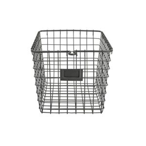 Spectrum Wire Small Basket with Label Plate (Industrial Gray) - Storage Bin & Décor for Bathroom, Closet, Pantry, Under Sink, Toy, Shelf, Kitchen, & Nursery Organization