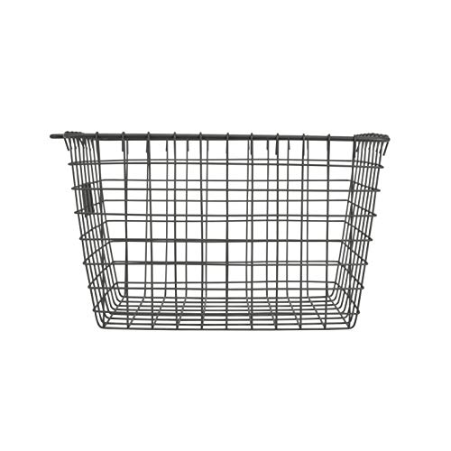 Spectrum Wire Small Basket with Label Plate (Industrial Gray) - Storage Bin & Décor for Bathroom, Closet, Pantry, Under Sink, Toy, Shelf, Kitchen, & Nursery Organization