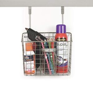 Spectrum Grid Over the Cabinet Wire Storage Basket Large (Satin Nickel Powder Coat) - Organizer for Bathroom, Kitchen, Under Sink, Pantry, Hair Tools, & More