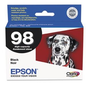 brand new epson t098120 (98) claria high-yield ink 450 page-yield black