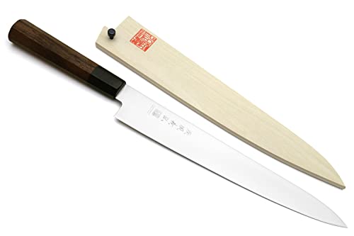 YOSHIHIRO Ice Hardened High Carbon Stainless Steel Wa Sujihiki (Slicer) Japanese Sushi Sashimi Chef Knife 9.5"(240mm)