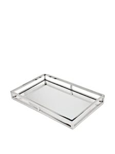 godinger decorative tray, perfume tray, vanity tray, rectangle home decor tray - aspen collection, silver, 22"x14"