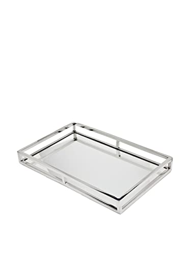 Godinger Decorative Tray, Perfume Tray, Vanity Tray, Rectangle Home Decor Tray - Aspen Collection, Silver, 22"x14"