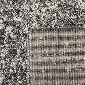 SAFAVIEH Retro Collection Area Rug - 6' Square, Black & Light Grey, Modern Abstract Design, Non-Shedding & Easy Care, Ideal for High Traffic Areas in Living Room, Bedroom (RET2770-9079)