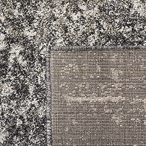 SAFAVIEH Retro Collection Area Rug - 6' Square, Black & Light Grey, Modern Abstract Design, Non-Shedding & Easy Care, Ideal for High Traffic Areas in Living Room, Bedroom (RET2770-9079)