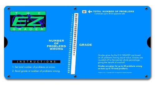 E-Z Grader 7200 Large Print E-Z Grader, Educational Grading Chart, Computes Percentage Scores Up to 70 Questions, 10" x 5", Royal Blue