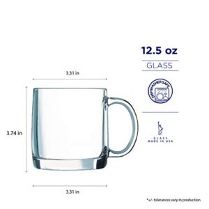 Luminarc Glass 13-Ounce Nordic Mug, Set of 4, 4 Count (Pack of 1), Clear