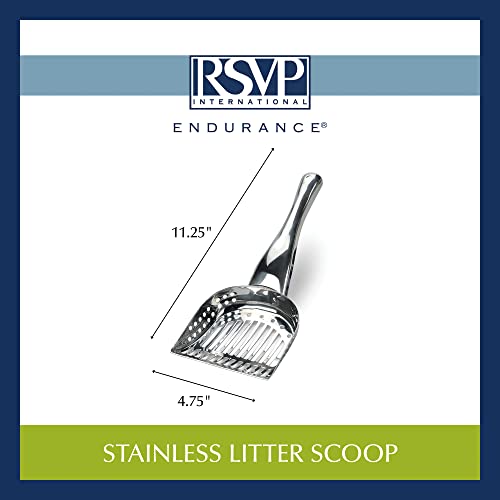 RSVP International Endurance Collection Stainless Steel Kitty Litter Scoop, 4.75x2.5x11.25