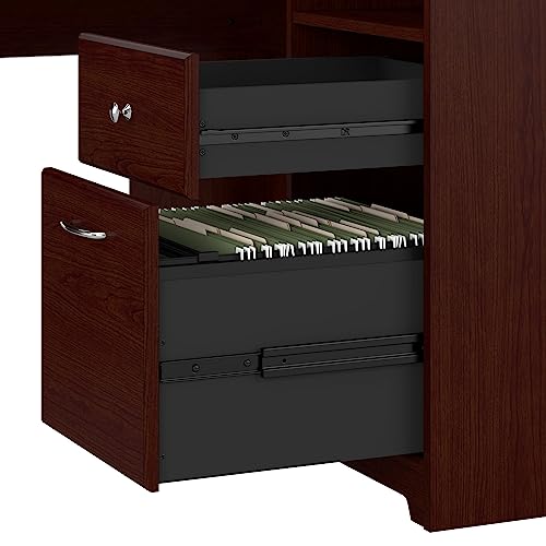 Bush Furniture Cabot Desk with Hutch | Corner with Storage for Home Office | L Shaped Computer, 60W, Harvest Cherry