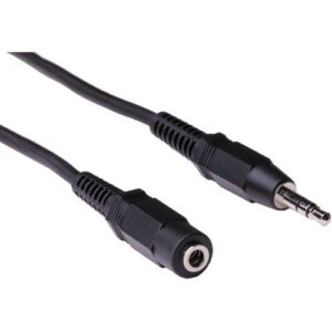 pearstone stereo mini male to stereo mini female cable (black) - 6'