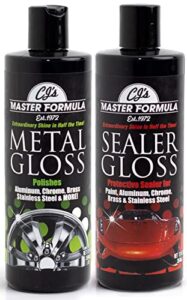 original master formula metal gloss and sealer gloss detail polish and sealer - 2 pack 12oz bottles kit for extraordinary shine and sealing for aluminum, chrome, brass, stainless steel and more