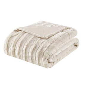 madison park duke luxury long faux fur throw ivory 50*60 premium soft cozy brushed long faux fur for bed, coach or sofa
