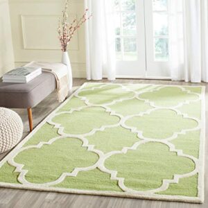 safavieh cambridge collection area rug - 9' x 12', green & ivory, handmade moroccan trellis wool, ideal for high traffic areas in living room, bedroom (cam140t)