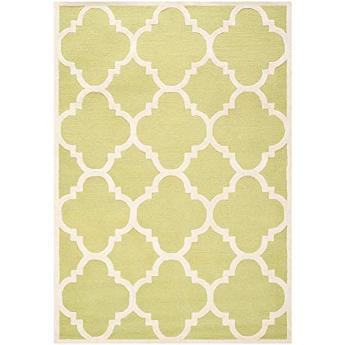 SAFAVIEH Cambridge Collection Area Rug - 9' x 12', Green & Ivory, Handmade Moroccan Trellis Wool, Ideal for High Traffic Areas in Living Room, Bedroom (CAM140T)