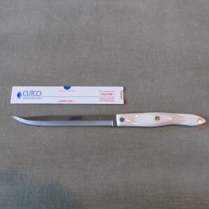 cutco model 1729 petite carver with double-d serrated blade and white (pearl) handle
