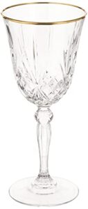 lorren home trends siena collection crystal red wine glass with gold band design, set of 4, 7.5 fluid ounces