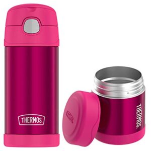 thermos funtainer lunch set 12oz water bottle & 10oz food jar pink