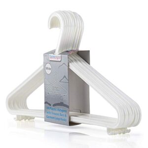 hangerworld white plastic hangers 10 pack - 14inch no shoulder bump, slim space-saving hanger