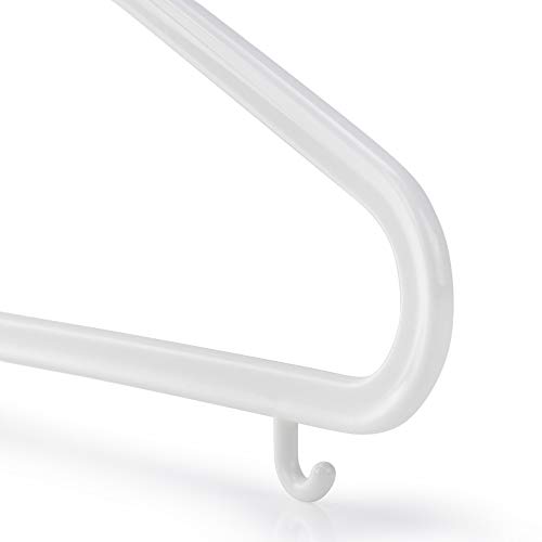 HANGERWORLD White Plastic Hangers 10 Pack - 14inch No Shoulder Bump, Slim Space-Saving Hanger