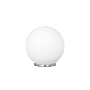 eglo 85264a rondo collection round table lamp with glass ball shade for living room, bedroom, dorm, and office, 60w, 8-inch, silver/frosted opal