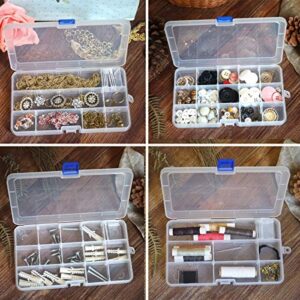 DUOFIRE Plastic Organizer Container Storage Box Adjustable Divider Removable Grid Compartment for Jewelry Beads Earring Container Tool Fishing Hook Small Accessories (15 grids, 4 Colors)