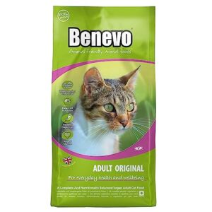 benevo vegan cat food for adult cats 2kg. holistic, meat-free, complete, non-gm dry food kibble for your cat. award winning vegan pet food made in the uk.