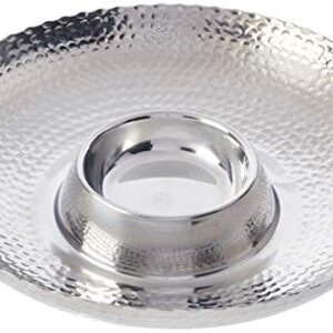 KINDWER Hammered Aluminum Chip and Dip Bowl, 16-Inch, Silver