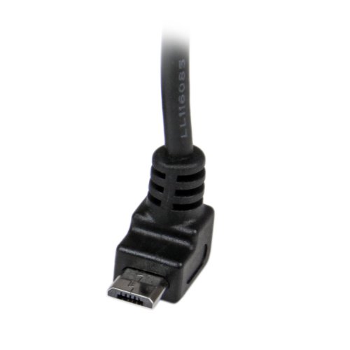 StarTech.com 2m Micro USB Cable Cord - A to Up Angle Micro B - Up Angled Micro USB Cable - 1x USB A (M), 1x USB Micro B (M) - Black (USBAUB2MU), 2m / 6 feet